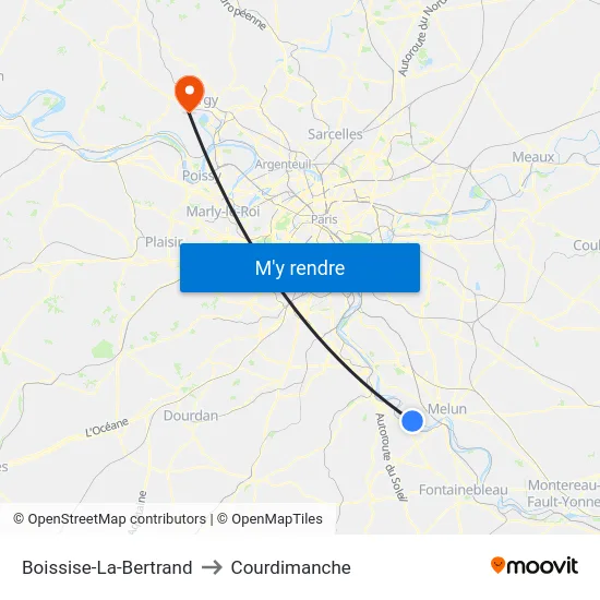 Boissise-La-Bertrand to Courdimanche map