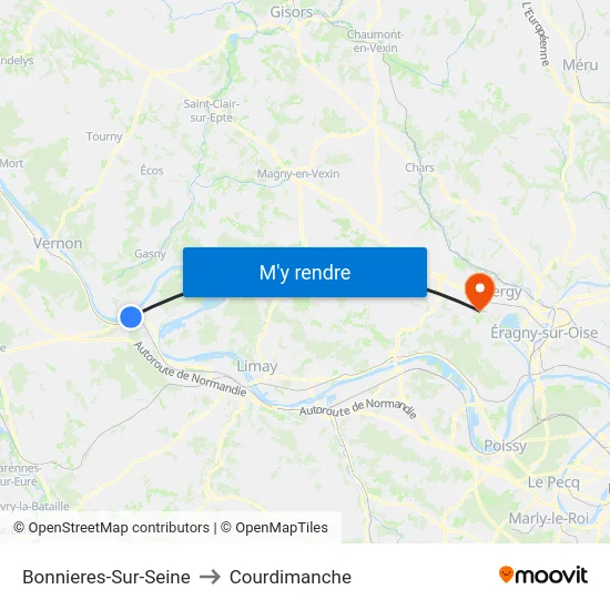 Bonnieres-Sur-Seine to Courdimanche map