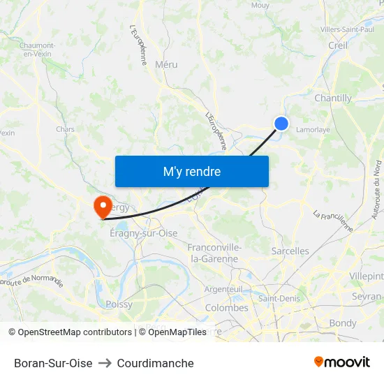 Boran-Sur-Oise to Courdimanche map