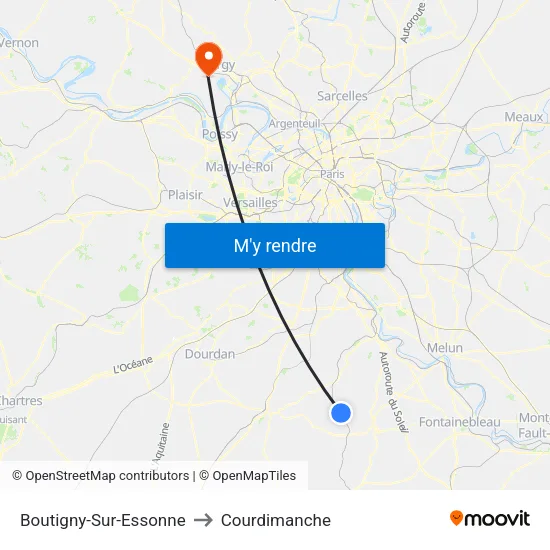 Boutigny-Sur-Essonne to Courdimanche map