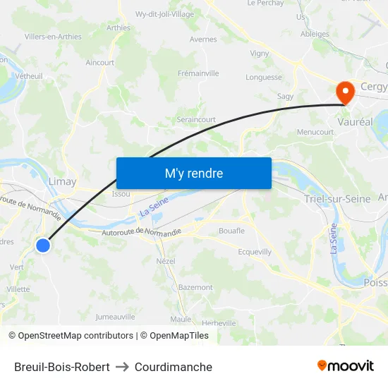Breuil-Bois-Robert to Courdimanche map