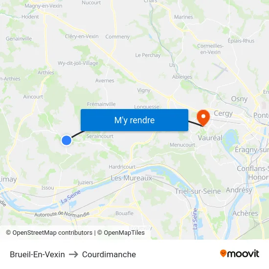 Brueil-En-Vexin to Courdimanche map