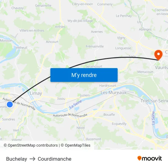 Buchelay to Courdimanche map