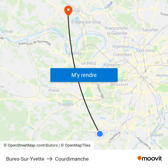 Bures-Sur-Yvette to Courdimanche map