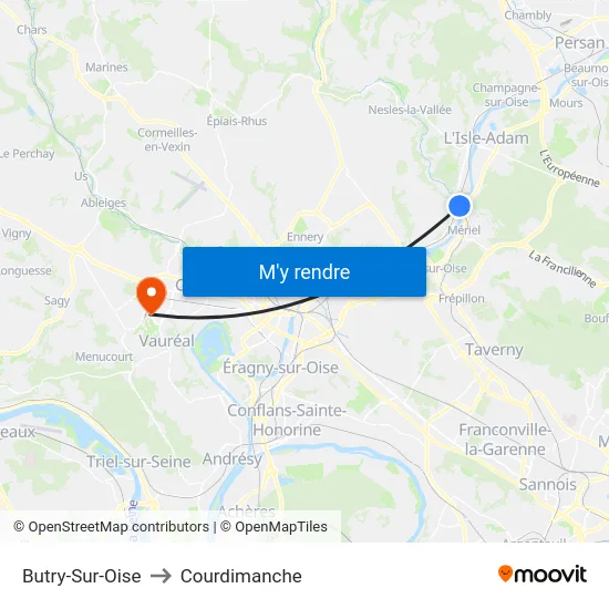 Butry-Sur-Oise to Courdimanche map