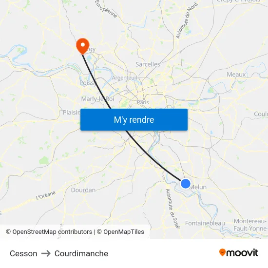 Cesson to Courdimanche map
