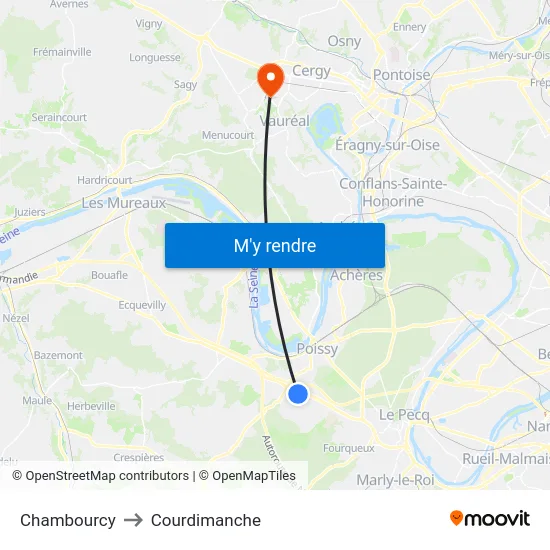Chambourcy to Courdimanche map