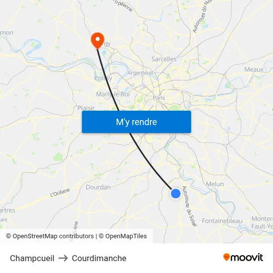 Champcueil to Courdimanche map