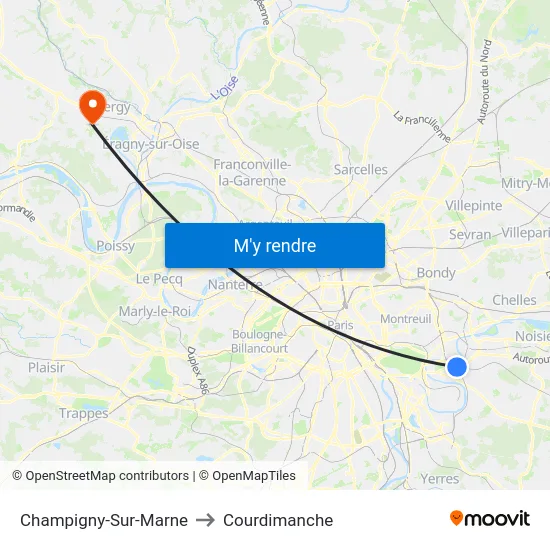 Champigny-Sur-Marne to Courdimanche map
