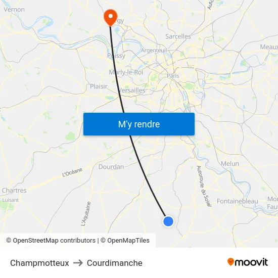 Champmotteux to Courdimanche map