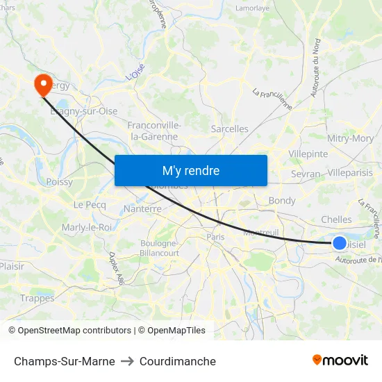 Champs-Sur-Marne to Courdimanche map