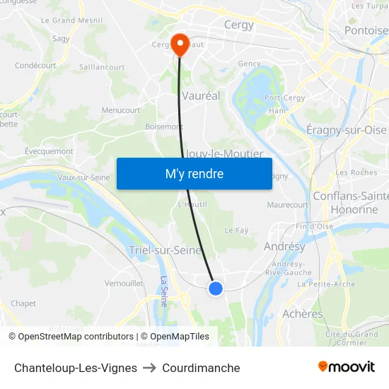 Chanteloup-Les-Vignes to Courdimanche map