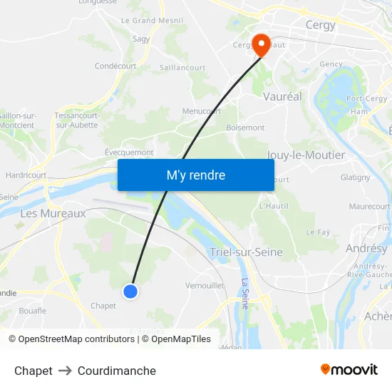 Chapet to Courdimanche map
