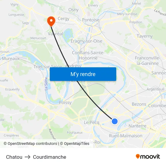 Chatou to Courdimanche map