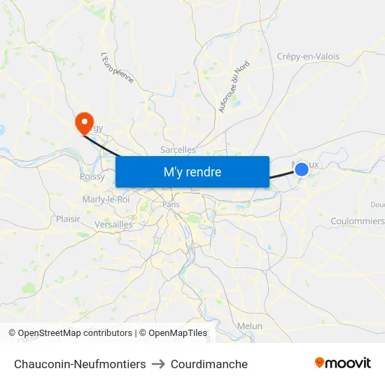 Chauconin-Neufmontiers to Courdimanche map