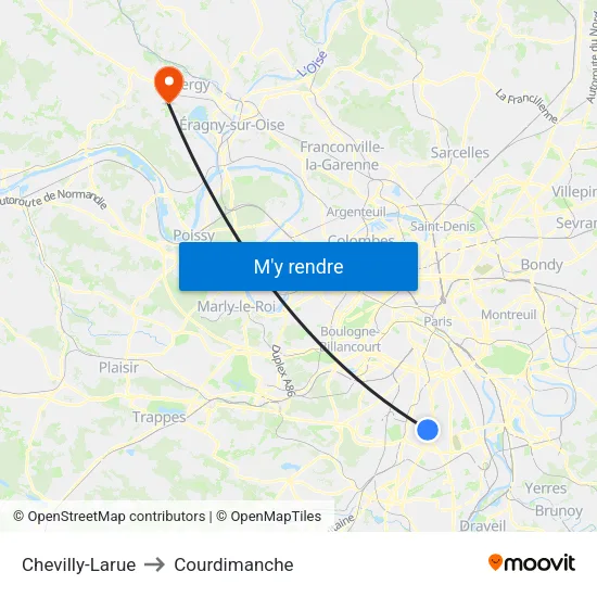 Chevilly-Larue to Courdimanche map