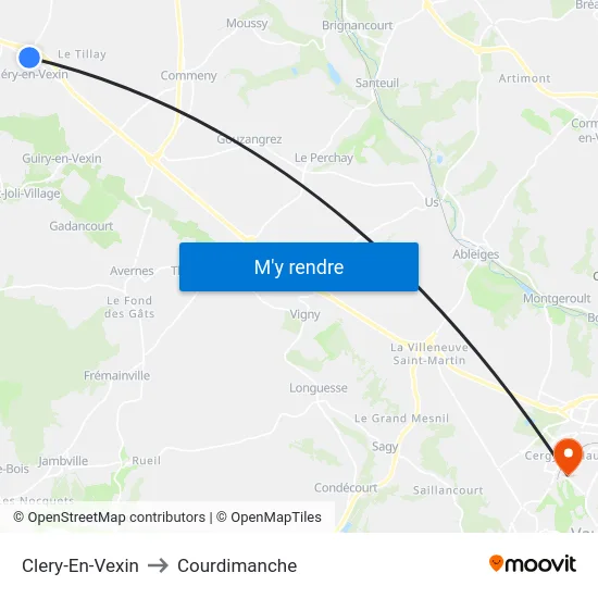 Clery-En-Vexin to Courdimanche map