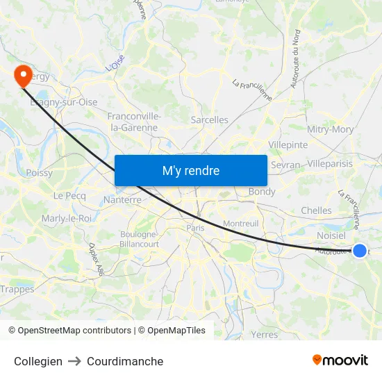 Collegien to Courdimanche map