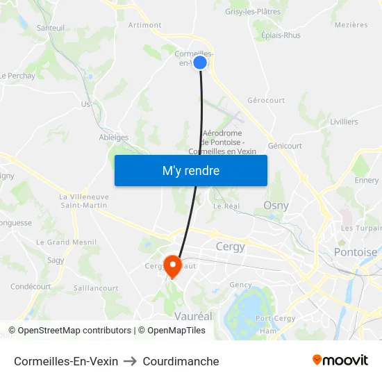 Cormeilles-En-Vexin to Courdimanche map