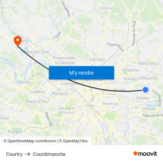 Courtry to Courdimanche map