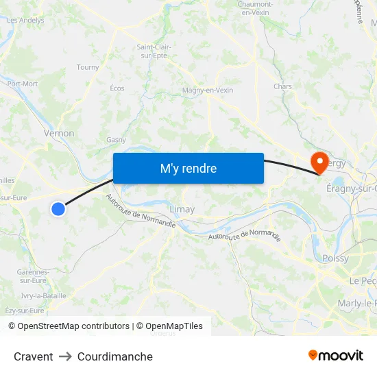 Cravent to Courdimanche map