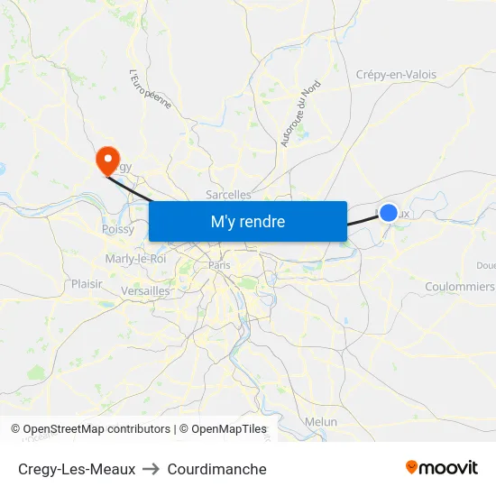 Cregy-Les-Meaux to Courdimanche map