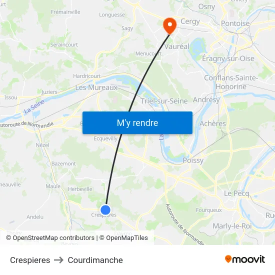 Crespieres to Courdimanche map