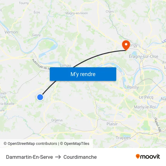 Dammartin-En-Serve to Courdimanche map