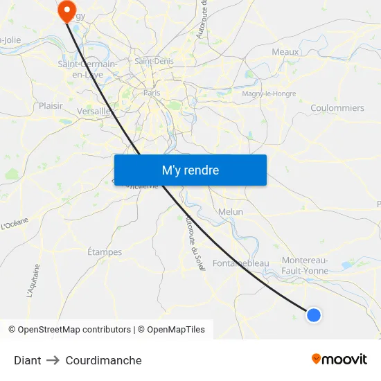 Diant to Courdimanche map