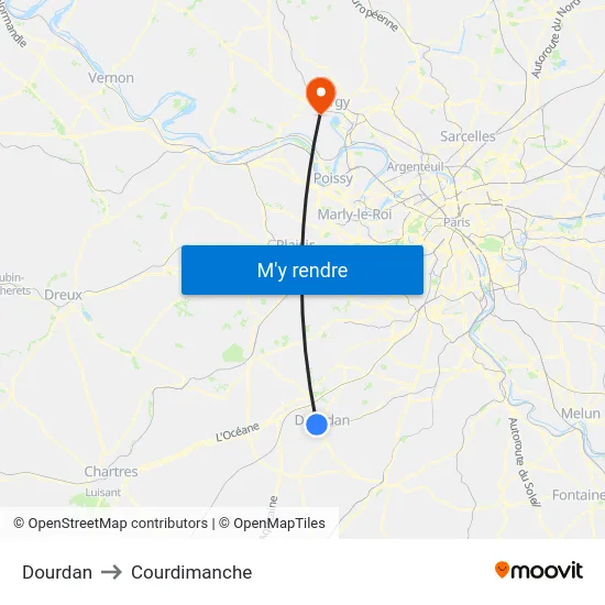 Dourdan to Courdimanche map