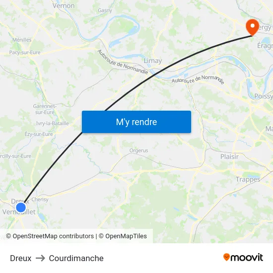 Dreux to Courdimanche map