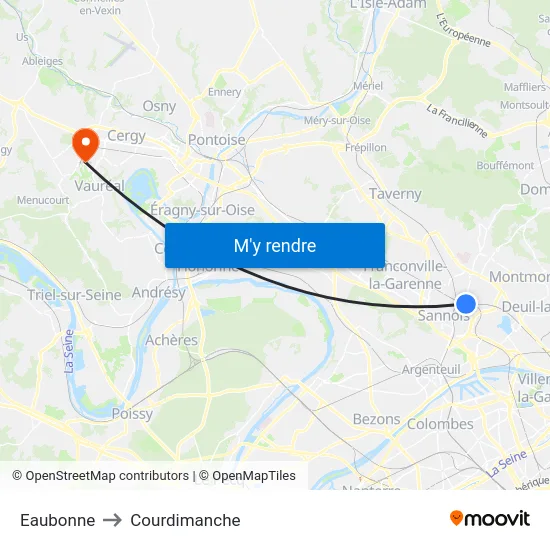 Eaubonne to Courdimanche map