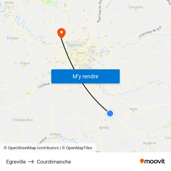 Egreville to Courdimanche map