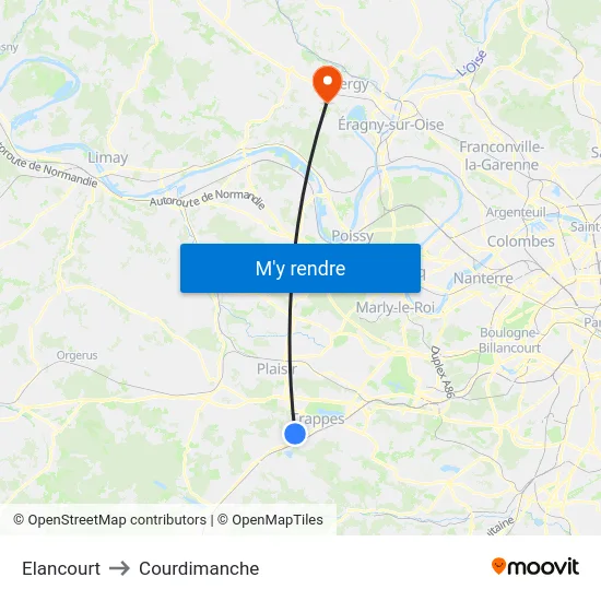 Elancourt to Courdimanche map