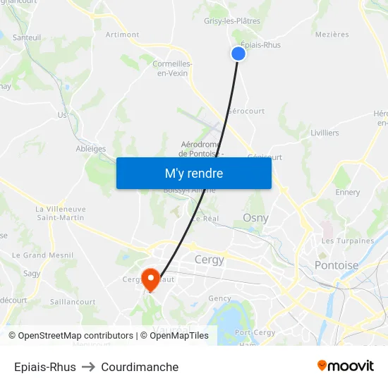 Epiais-Rhus to Courdimanche map