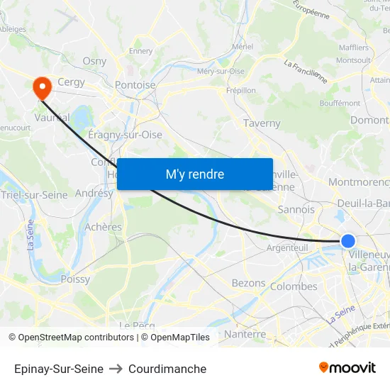 Epinay-Sur-Seine to Courdimanche map