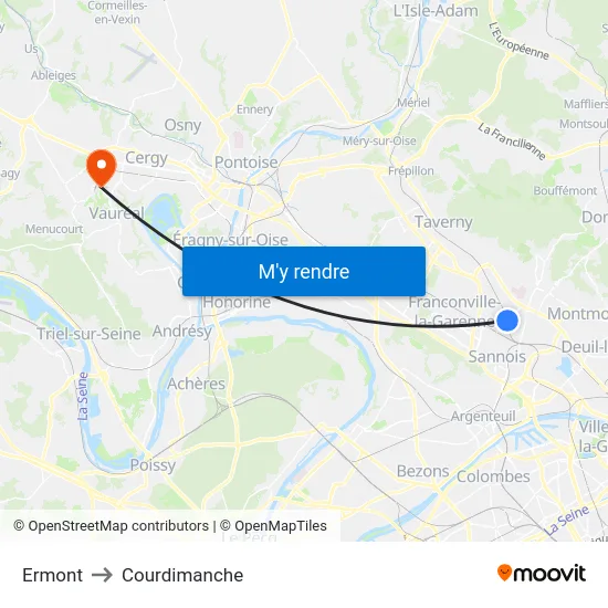 Ermont to Courdimanche map
