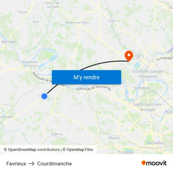 Favrieux to Courdimanche map