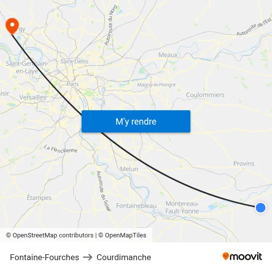 Fontaine-Fourches to Courdimanche map