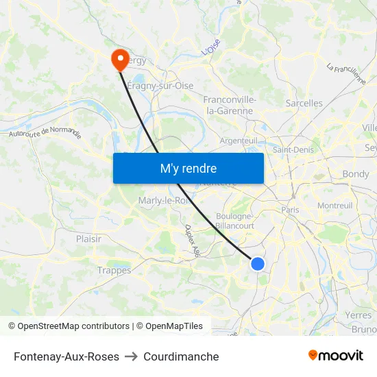 Fontenay-Aux-Roses to Courdimanche map