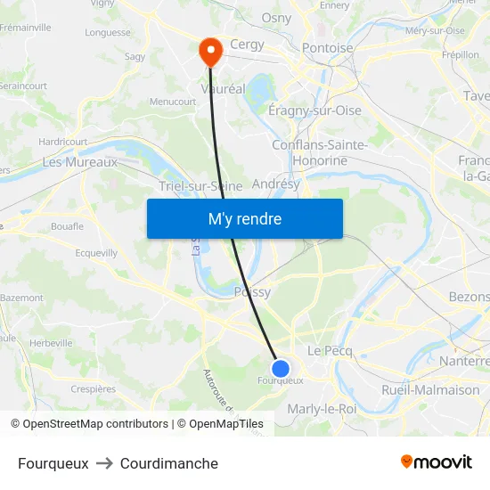 Fourqueux to Courdimanche map