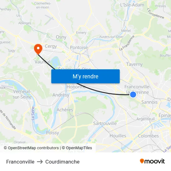 Franconville to Courdimanche map