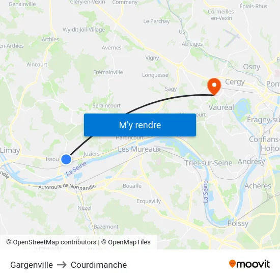 Gargenville to Courdimanche map