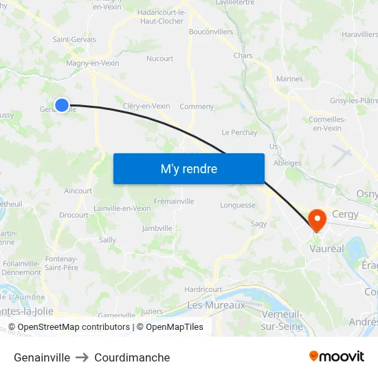 Genainville to Courdimanche map