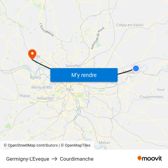 Germigny-L'Eveque to Courdimanche map