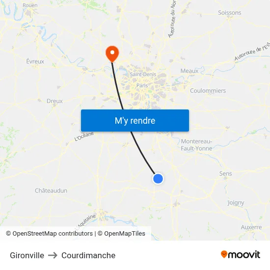 Gironville to Courdimanche map