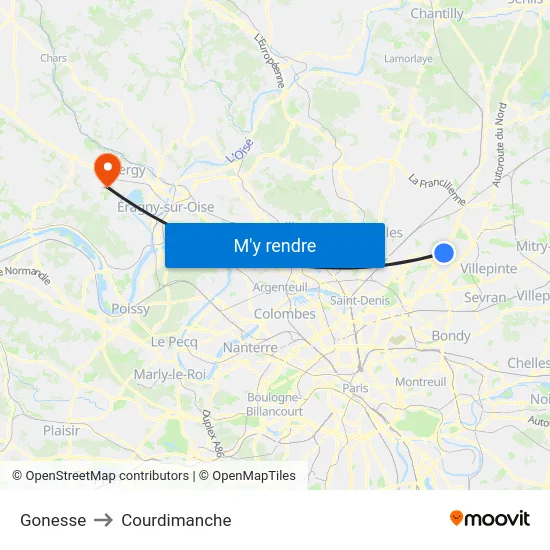 Gonesse to Courdimanche map