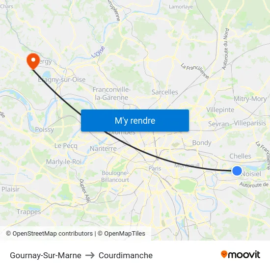 Gournay-Sur-Marne to Courdimanche map