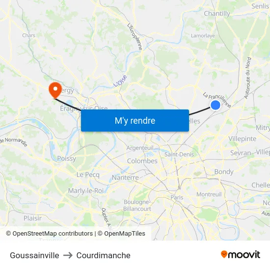 Goussainville to Courdimanche map