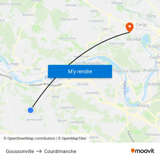 Goussonville to Courdimanche map